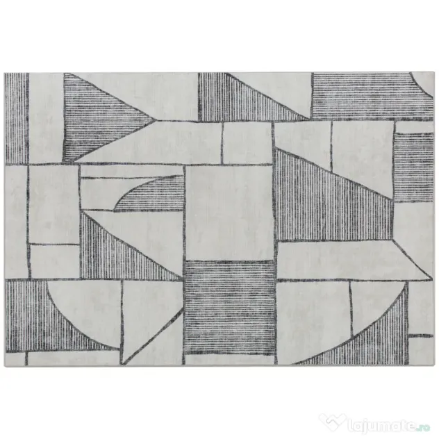 HOMCOM Covor Modern Antiderapant cu Linii Geometrice, din Poliester Multicolor, 230x160x0.7 cm