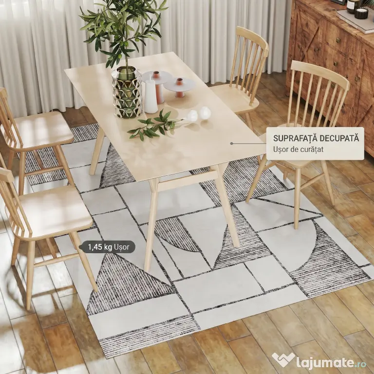 HOMCOM Covor Modern Antiderapant cu Linii Geometrice, din Poliester Multicolor, 230x160x0.7 cm