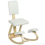 HOMCOM Scaun de Genunchi Oscilant Îmbrăcat în Țesătură Efect de In și Lemn de Mesteacăn, 51x84x93 cm, Crem