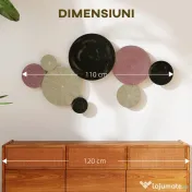 HOMCOM Artă Murală cu 8 Discuri 3D și Accesorii de Montare Incluse, Decorații Metalice de Perete, 110x7x58 cm, Bronz, Portocaliu și Galben | Aosom Romania 