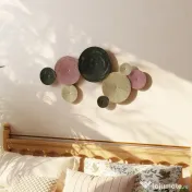 HOMCOM Artă Murală cu 8 Discuri 3D și Accesorii de Montare Incluse, Decorații Metalice de Perete, 110x7x58 cm, Bronz, Portocaliu și Galben | Aosom Romania 