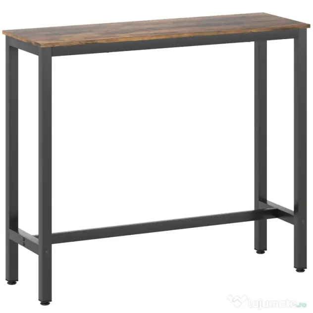 HOMCOM Masă Bar Rectangulară Înaltă, Masă de Bucătărie Înalta cu Structură din Oțel, Negru | Aosom Romania