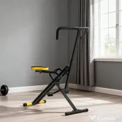 SPORTNOW Aparat Total Crunch Pliabil cu Scaun Reglabil, din Metal și Plastic, 57x105x115 cm, Galben | Aosom Romania