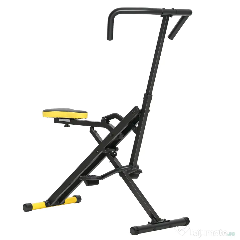 SPORTNOW Aparat Total Crunch Pliabil cu Scaun Reglabil, din Metal și Plastic, 57x105x115 cm, Galben