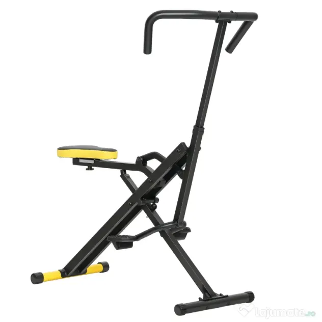 SPORTNOW Aparat Total Crunch Pliabil cu Scaun Reglabil, din Metal și Plastic, 57x105x115 cm, Galben