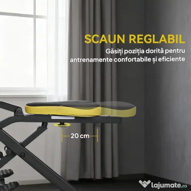 SPORTNOW Aparat Total Crunch Pliabil cu Scaun Reglabil, din Metal și Plastic, 57x105x115 cm, Galben