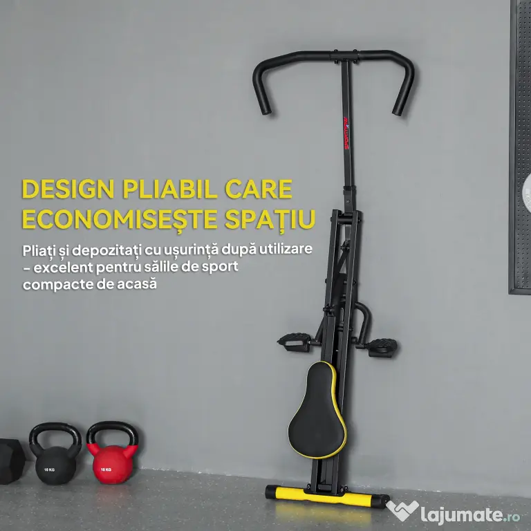 SPORTNOW Aparat Total Crunch Pliabil cu Scaun Reglabil, din Metal și Plastic, 57x105x115 cm, Galben