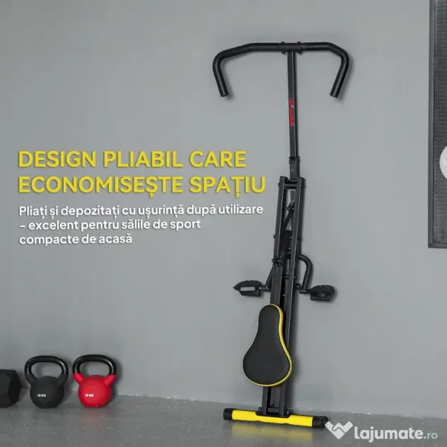 SPORTNOW Aparat Total Crunch Pliabil cu Scaun Reglabil, din Metal și Plastic, 57x105x115 cm, Galben