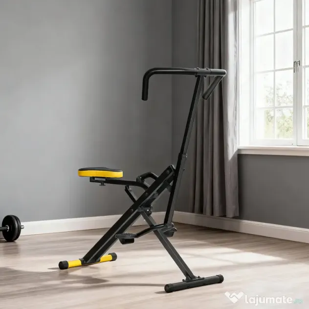 SPORTNOW Aparat Total Crunch Pliabil cu Scaun Reglabil, din Metal și Plastic, 57x105x115 cm, Galben