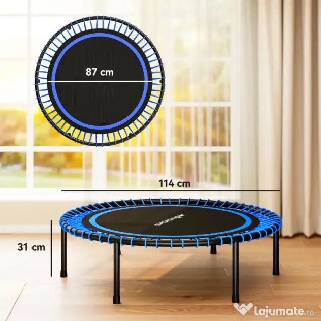 SPORTNOW Trambulină Fitness cu 36 Corzi din Oțel și PP, Ø114x31 cm, Albastru