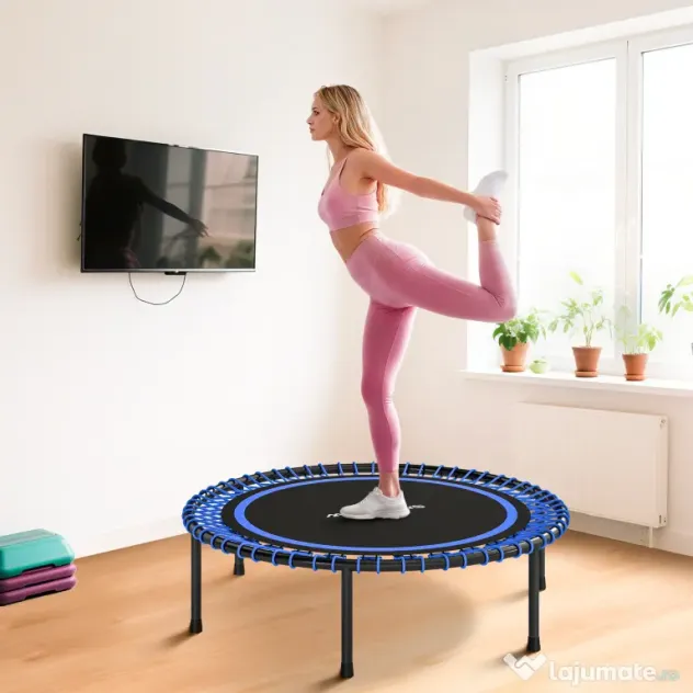SPORTNOW Trambulină Fitness cu 36 Corzi din Oțel și PP, Ø114x31 cm, Albastru