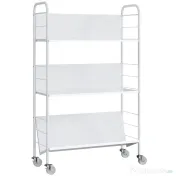 HOMCOM Cărucior Modern pentru Cărți cu 3 Nivele și Roți Pivotante pentru Cărți și Reviste, 69x26x108 cm, Alb | Aosom Romania