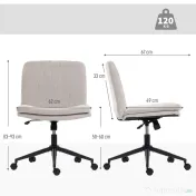 Scaun de Birou HOMCOM, Reglabil, Înclinabil și Rotativ, din Chenille și Oțel, 62x67x83-93 cm, Bej | Aosom Romania