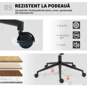 Scaun de Birou HOMCOM, Reglabil, Înclinabil și Rotativ, din Chenille și Oțel, 62x67x83-93 cm, Bej | Aosom Romania