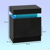 HOMCOM Set 2 Noptiere cu LED și 4 Moduri, 2 Sertare, Lemn, 45x35x52 cm, Negru Lucios | Aosom Romania