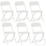 HOMCOM Set de 6 Scaune Pliabile din PP cu Orificii de Drenaj, Scaune Pliabile Salva-Spațiu Portabile din Oțel, Scaun Pliabil de Interior pentru Casă, Birou, Bucătărie, Evenimente, 45x49x79,5 cm, Alb | Aosom Romania