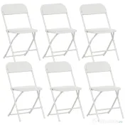 HOMCOM Set de 6 Scaune Pliabile din PP cu Orificii de Drenaj, Scaune Pliabile Salva-Spațiu Portabile din Oțel, Scaun Pliabil de Interior pentru Casă, Birou, Bucătărie, Evenimente, 45x49x79,5 cm, Alb | Aosom Romania