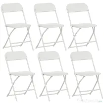 HOMCOM Set de 6 Scaune Pliabile din PP cu Orificii de Drenaj, Scaune Pliabile Salva-Spațiu Portabile din Oțel, Scaun Pliabil de Interior pentru Casă, Birou, Bucătărie, Evenimente, 45x49x79,5 cm, Alb | Aosom Romania