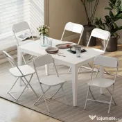 HOMCOM Set de 6 Scaune Pliabile din PP cu Orificii de Drenaj, Scaune Pliabile Salva-Spațiu Portabile din Oțel, Scaun Pliabil de Interior pentru Casă, Birou, Bucătărie, Evenimente, 45x49x79,5 cm, Alb | Aosom Romania