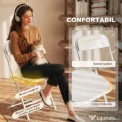 HOMCOM Set de 6 Scaune Pliabile din PP cu Orificii de Drenaj, Scaune Pliabile Salva-Spațiu Portabile din Oțel, Scaun Pliabil de Interior pentru Casă, Birou, Bucătărie, Evenimente, 45x49x79,5 cm, Alb | Aosom Romania