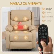HOMCOM Fotoliu de Ralaxare cu 8 puncte de masaj și Încălzire, Fotoliu Reclinabil cu Suport pentru Picioare, 97x92x104 cm, Bej | Aosom Romania