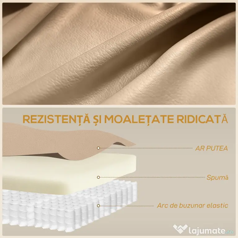 HOMCOM Fotoliu de Ralaxare cu 8 puncte de masaj și Încălzire, Fotoliu Reclinabil cu Suport pentru Picioare, 97x92x104 cm, Bej | Aosom Romania