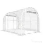 Outsunny Seră de Grădină Tip Tunel 2x3x2 m cu 2 Uși Rulabile, Seră pentru Legume, Flori și Fructe, cu 4 Bare Diagonale, Cadru din Oțel și Acoperiș PE, Transparentă | Aosom Romania
