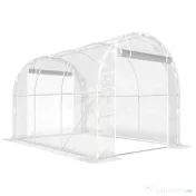 Outsunny Seră de Grădină Tip Tunel 2x3x2 m cu 2 Uși Rulabile, Seră pentru Legume, Flori și Fructe, cu 4 Bare Diagonale, Cadru din Oțel și Acoperiș PE, Transparentă | Aosom Romania