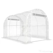 Outsunny Seră de Grădină Tip Tunel 2x3x2 m cu 2 Uși Rulabile, Seră pentru Legume, Flori și Fructe, cu 4 Bare Diagonale, Cadru din Oțel și Acoperiș PE, Transparentă | Aosom Romania