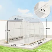 Outsunny Seră de Grădină Tip Tunel 2x3x2 m cu 2 Uși Rulabile, Seră pentru Legume, Flori și Fructe, cu 4 Bare Diagonale, Cadru din Oțel și Acoperiș PE, Transparentă | Aosom Romania