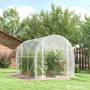 Outsunny Seră de Grădină Tip Tunel 2x3x2 m cu 2 Uși Rulabile, Seră pentru Legume, Flori și Fructe, cu 4 Bare Diagonale, Cadru din Oțel și Acoperiș PE, Transparentă | Aosom Romania