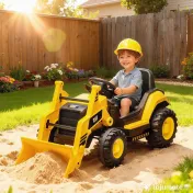 AIYAPLAY Ruspa Electrică pentru Copii 3-6 Ani Marca Oficială Caterpillar 12V cu Telecomandă, Galben | Aosom Romania