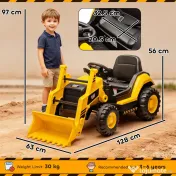 AIYAPLAY Ruspa Electrică pentru Copii 3-6 Ani Marca Oficială Caterpillar 12V cu Telecomandă, Galben | Aosom Romania