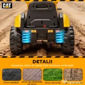 AIYAPLAY Ruspa Electrică pentru Copii 3-6 Ani Marca Oficială Caterpillar 12V cu Telecomandă, Galben | Aosom Romania 