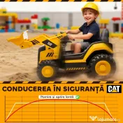 AIYAPLAY Ruspa Electrică pentru Copii 3-6 Ani Marca Oficială Caterpillar 12V cu Telecomandă, Galben | Aosom Romania 