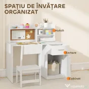 AIYAPLAY Birou pentru copii cu rafturi, dulap, sertar și scaun, alb | Aosom Romania 