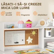 AIYAPLAY Birou pentru copii cu rafturi, dulap, sertar și scaun, alb | Aosom Romania 