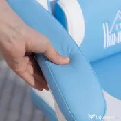 HOMCOM Scaun de gaming reclinabil cu suport pentru picioare și perne, 65x62x124 cm, alb și albastru | Aosom Romania 