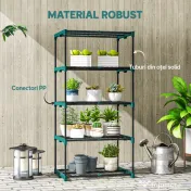 Outsunny Suport pentru Plante Vertical cu 5 Niveluri din Oțel și Plastic, Suport Ghivece pentru Interior și Exterior Grădină Balcon, 67x49x138 cm, Verde Închis | Aosom Romania
