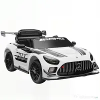 AIYAPLAY Mașinuță Electrică pentru Copii 3-8 Ani Mercedes-AMG 12V cu Telecomandă, Lumini LED, Roți de Transport, Alb | Aosom Romania