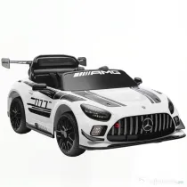 AIYAPLAY Mașinuță Electrică pentru Copii 3-8 Ani Mercedes-AMG 12V cu Telecomandă, Lumini LED, Roți de Transport, Alb | Aosom Romania