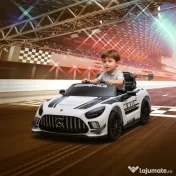 AIYAPLAY Mașinuță Electrică pentru Copii 3-8 Ani Mercedes-AMG 12V cu Telecomandă, Lumini LED, Roți de Transport, Alb | Aosom Romania