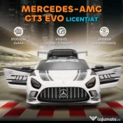 AIYAPLAY Mașinuță Electrică pentru Copii 3-8 Ani Mercedes-AMG 12V cu Telecomandă, Lumini LED, Roți de Transport, Alb | Aosom Romania