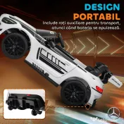 AIYAPLAY Mașinuță Electrică pentru Copii 3-8 Ani Mercedes-AMG 12V cu Telecomandă, Lumini LED, Roți de Transport, Alb | Aosom Romania