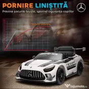AIYAPLAY Mașinuță Electrică pentru Copii 3-8 Ani Mercedes-AMG 12V cu Telecomandă, Lumini LED, Roți de Transport, Alb | Aosom Romania