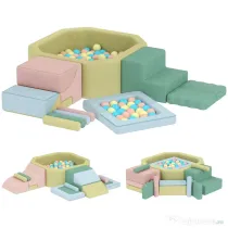 AIYAPLAY Set 15 Blocuri de Construcții Moi Modulabile pentru Copii cu 200 de Mingi pentru Uz Intern, Multicolor | Aosom Romania