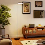 HOMCOM Lampă de Podea LED cu Cap Rotativ la 350° și Telecomandă Magnetică, Reglaj Continuu 3000K-6500K, Negru | Aosom Romania 