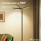 HOMCOM Lampă de Podea LED cu Cap Rotativ la 350° și Telecomandă Magnetică, Reglaj Continuu 3000K-6500K, Negru | Aosom Romania 