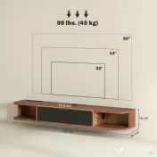 HOMCOM Mobilier TV Suspendat, Suport TV Până la 50" cu Sertar Rabatabil, 2 Rafturi Deschise și Orificiu pentru Cabluri, Mobilier pentru Televizor pentru Sufragerie, Dormitor și Sală de Stat, 120x24x16 cm, Nuc | Aosom Romania