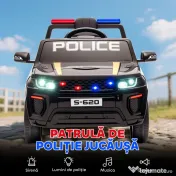 AIYAPLAY Mașina Electrică de Poliție pentru Copii 12V cu Telecomandă, Sirenă și Lumini, Vârsta 3-5 Ani, Negru | Aosom Romania